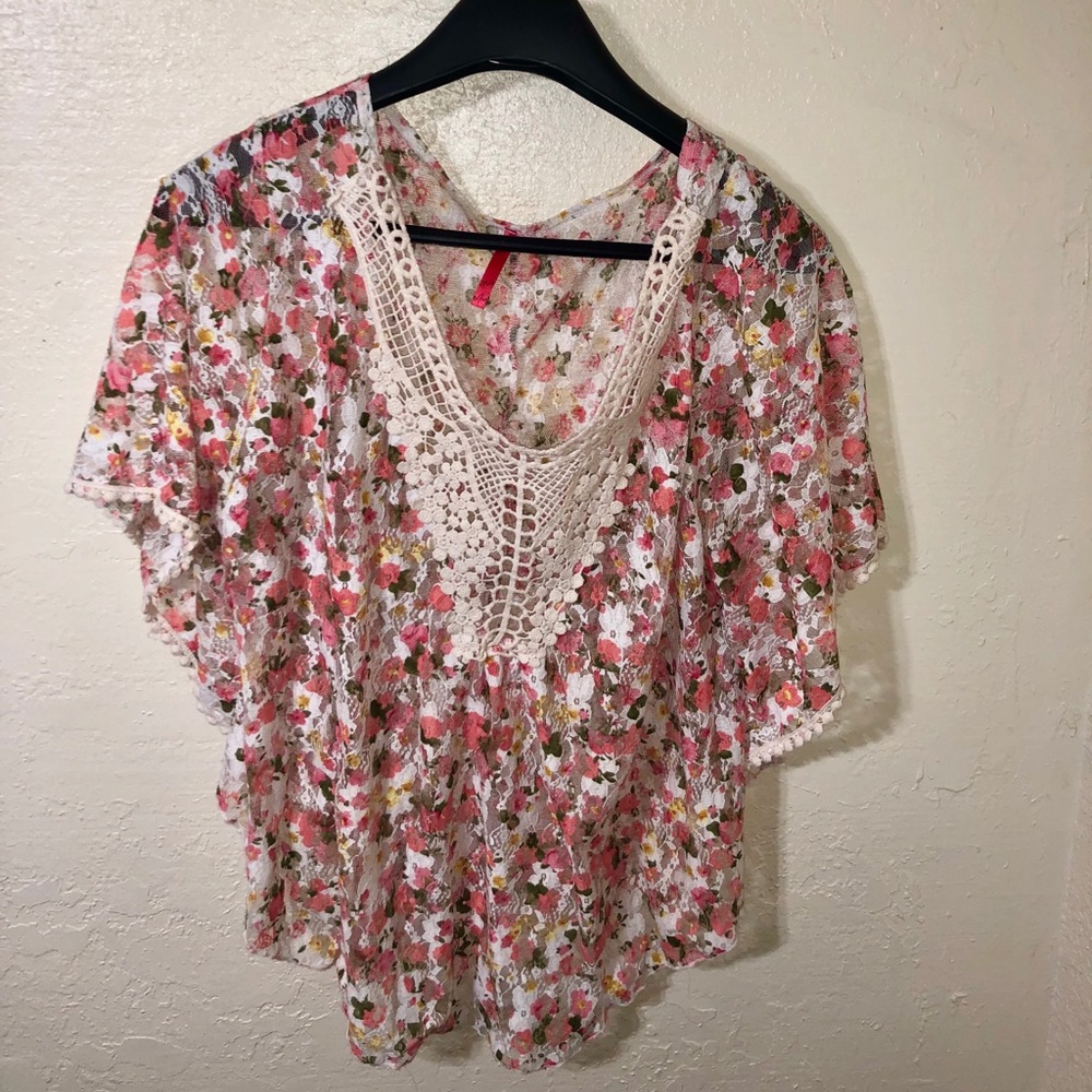 Sheer butterfly sleeve blouse